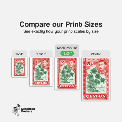 Coconut Palms - vintage matchbox label print - gallery wall preview