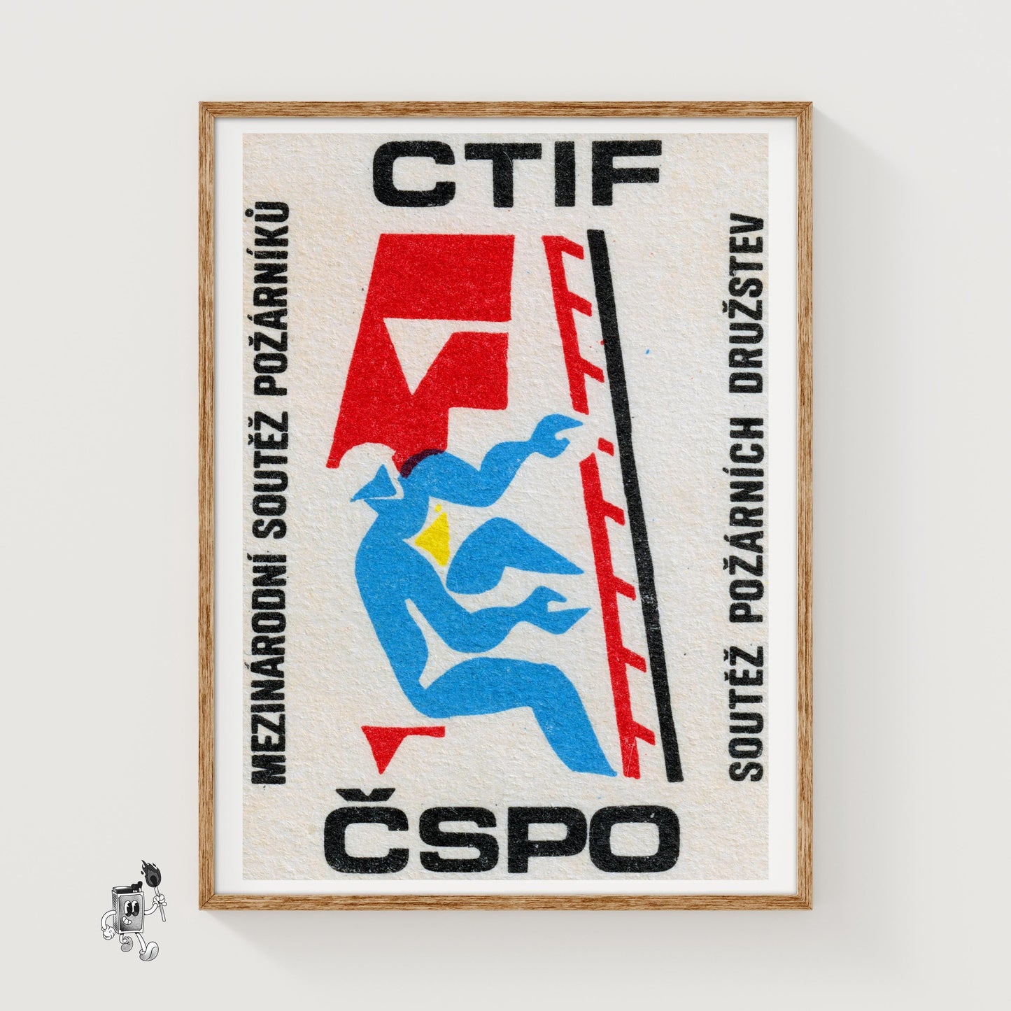 Firefighter - vintage matchbox label print