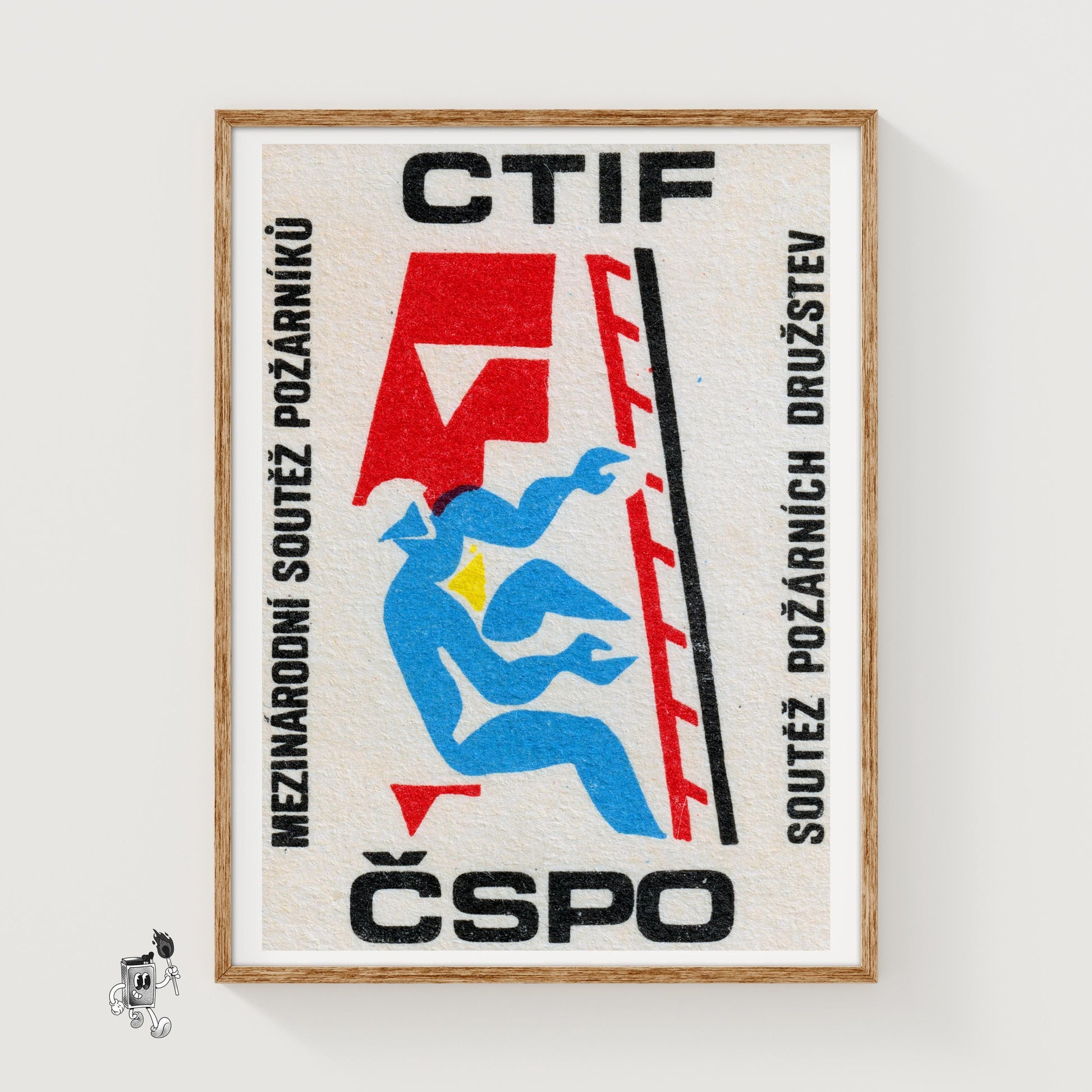 Firefighter - vintage matchbox label print