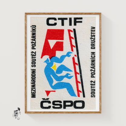 Firefighter - vintage matchbox label print