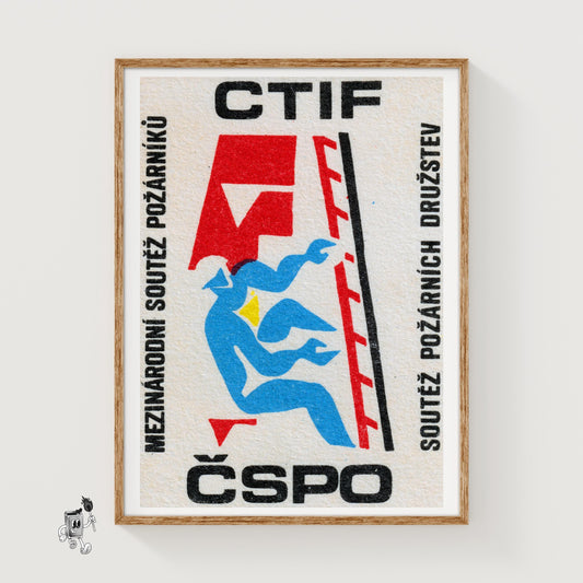 Firefighter - vintage matchbox label print