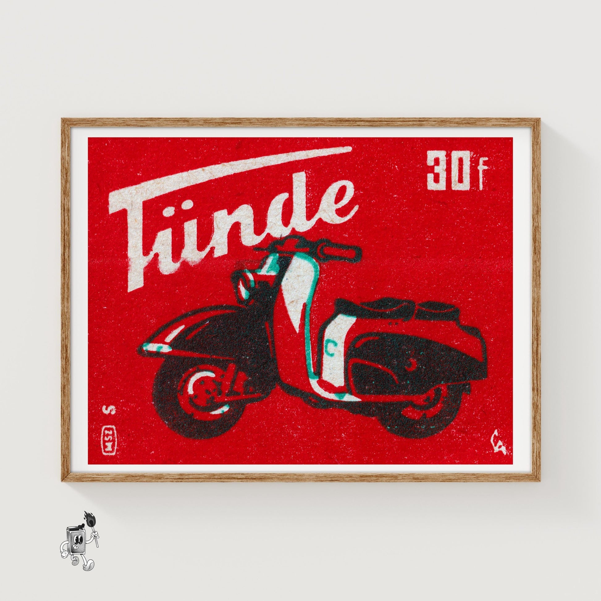 Red Scooter - vintage matchbox label print