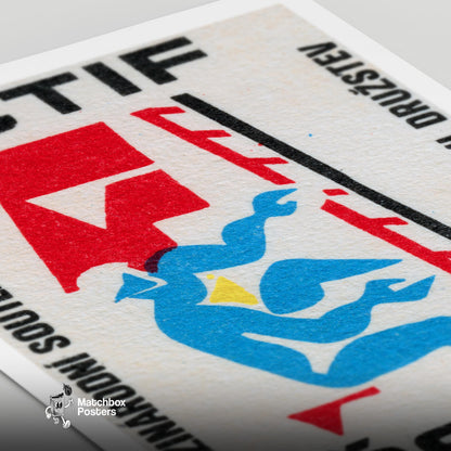 Firefighter - vintage matchbox label print - close-up detail