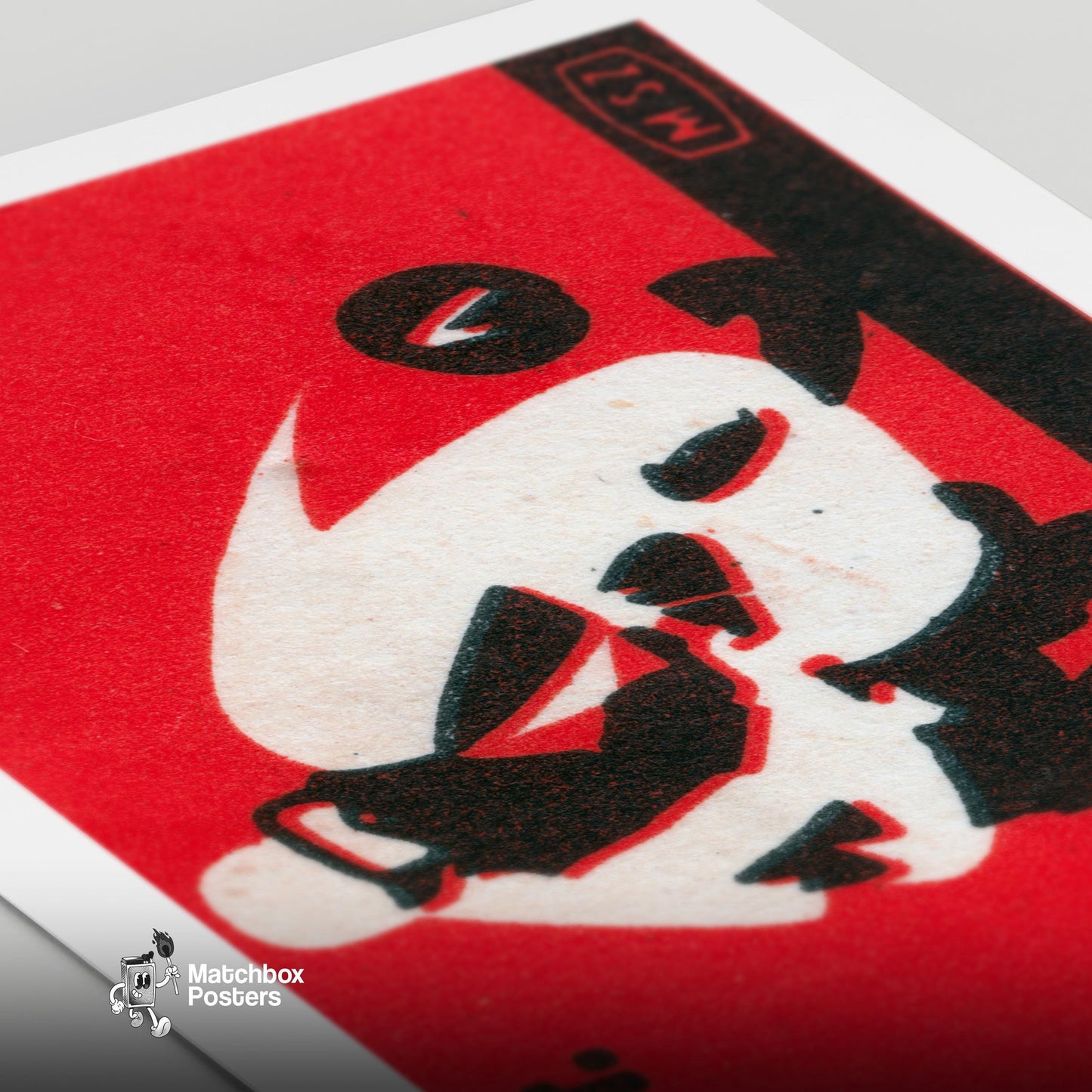 Motorbike Race - vintage matchbox label print - close-up detail