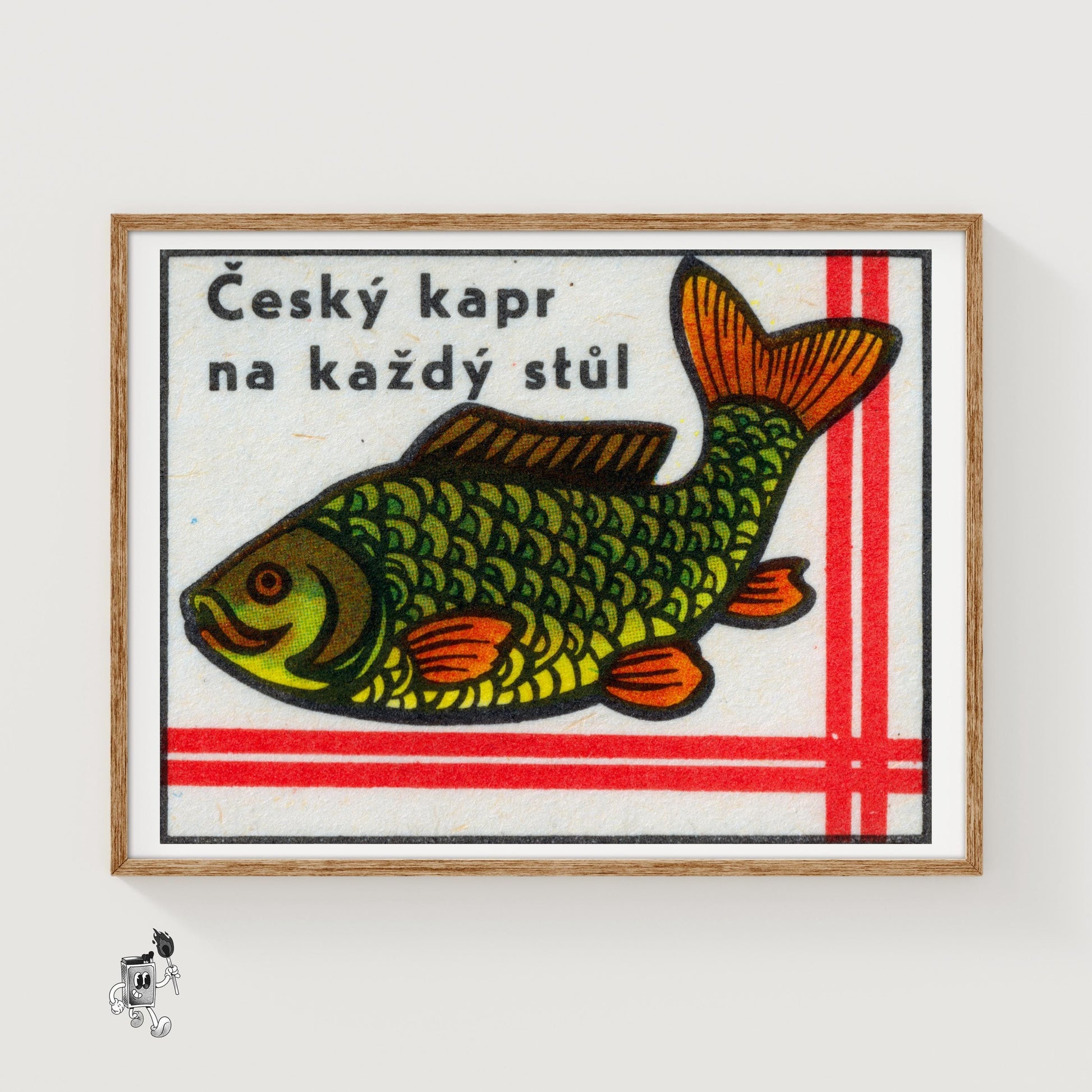 Carp Fish - vintage matchbox label print