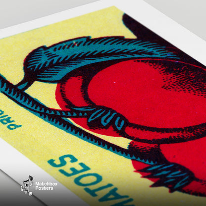 Tomato - vintage matchbox label print - close-up detail