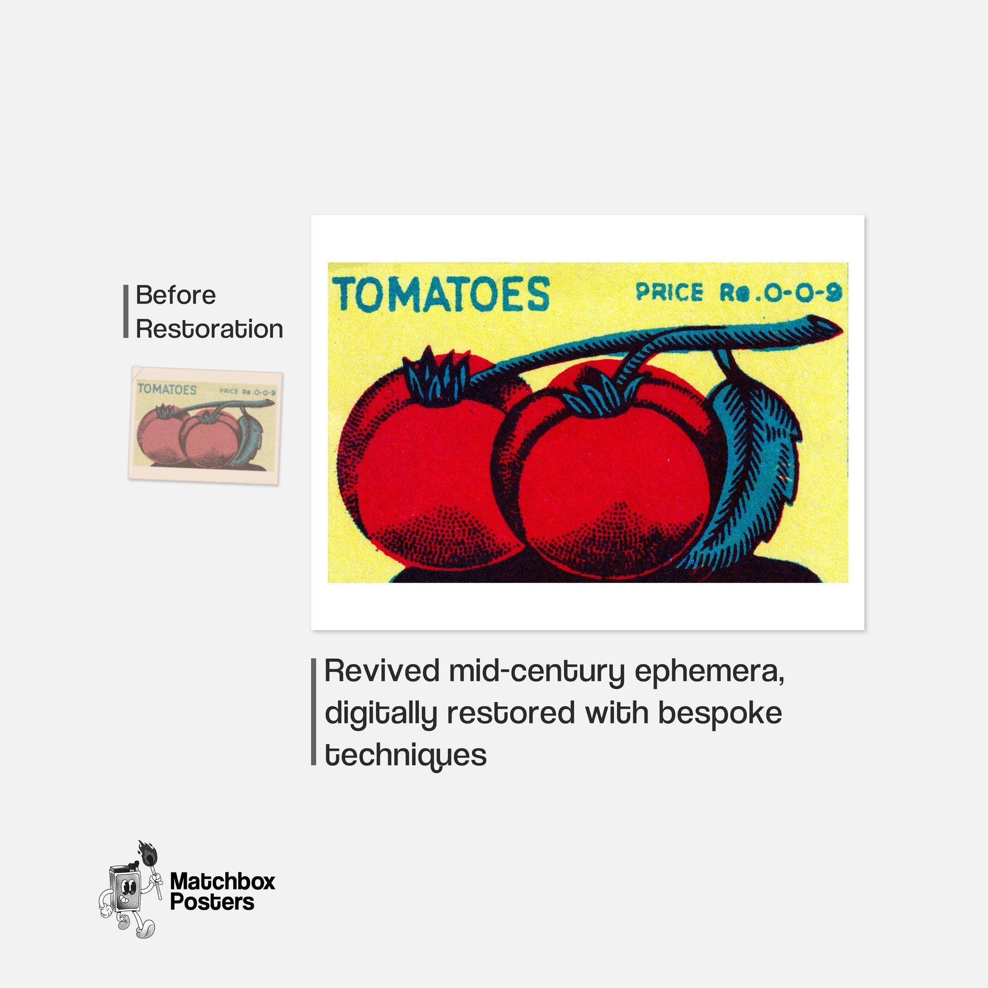 Tomato - vintage matchbox label print - framed wall art preview