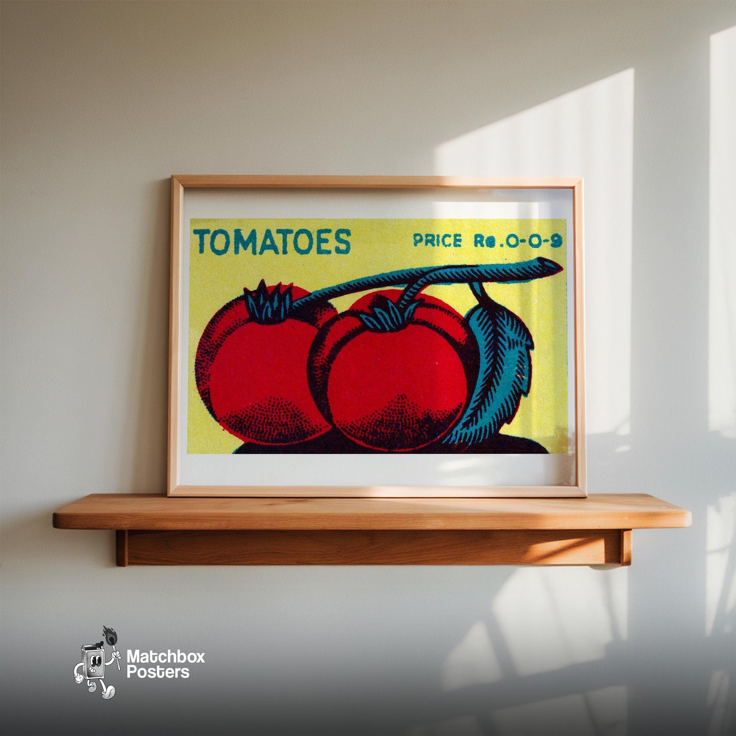 Tomato - vintage matchbox label print - size comparison