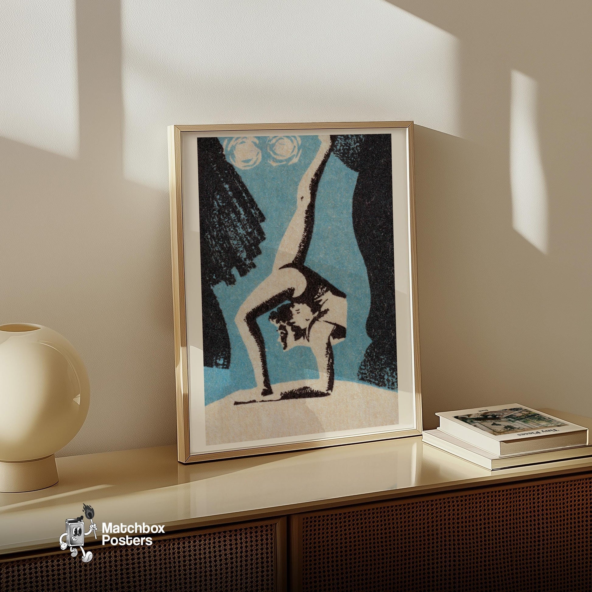 Contortionist - vintage matchbox label print - size comparison