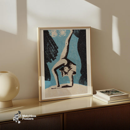 Contortionist - vintage matchbox label print - size comparison