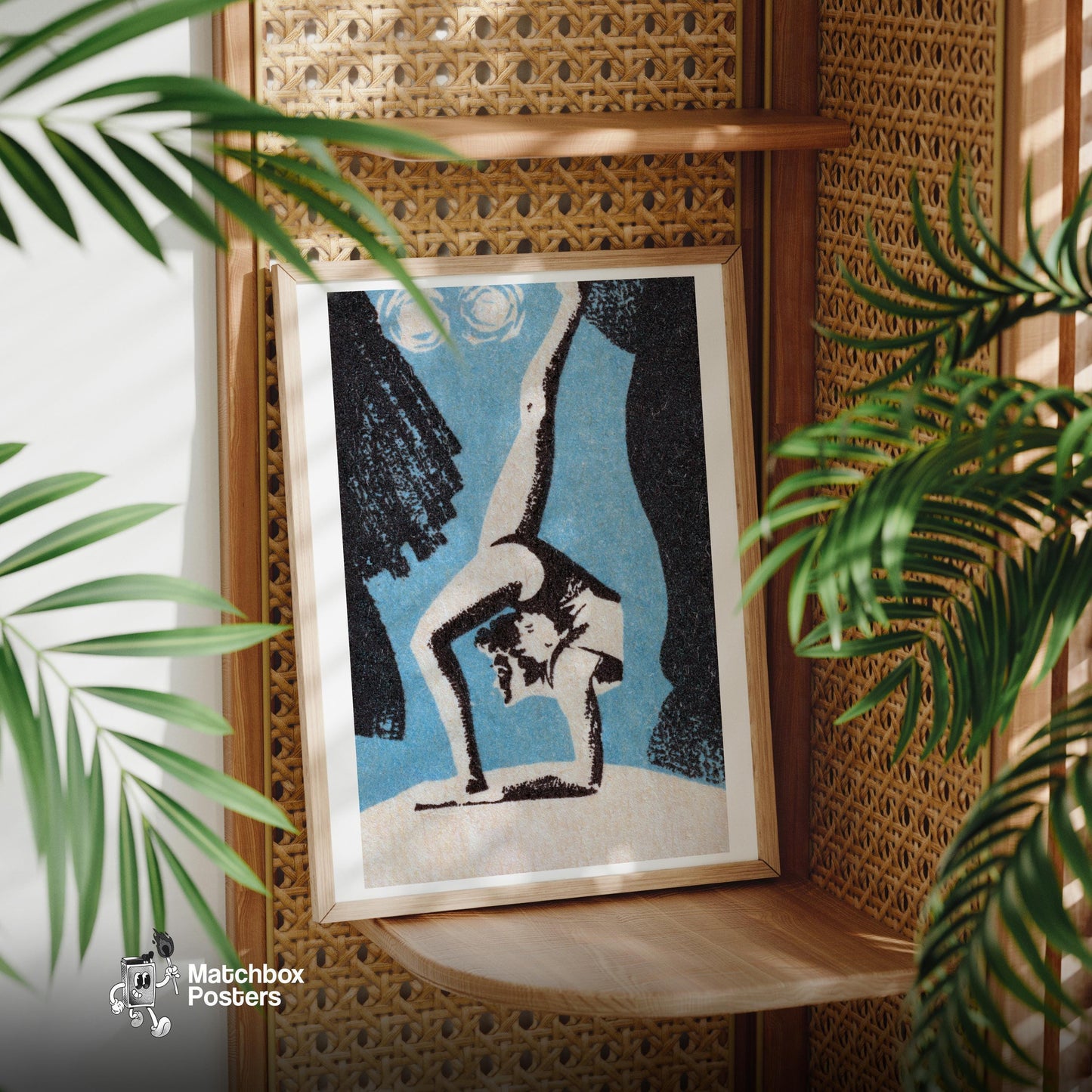 Contortionist - vintage matchbox label print - office wall