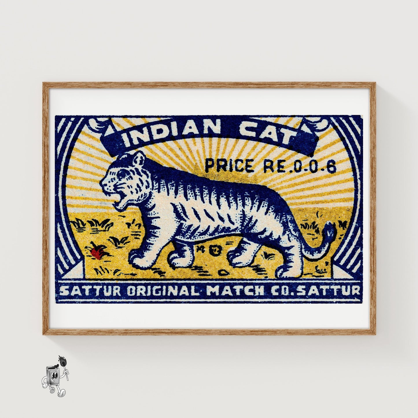 Tiger - vintage matchbox label print
