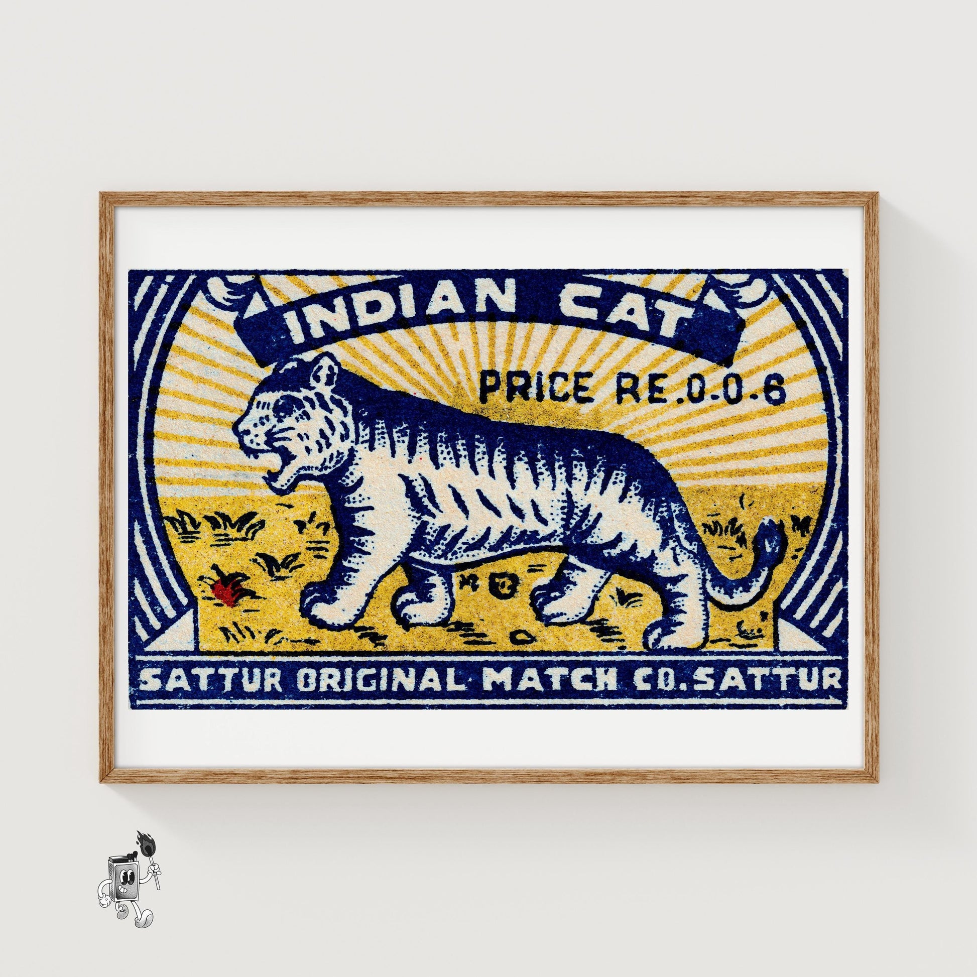 Tiger - vintage matchbox label print
