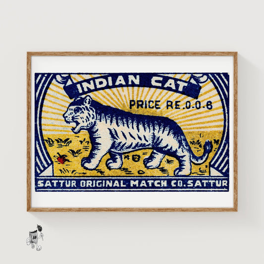 Tiger - vintage matchbox label print