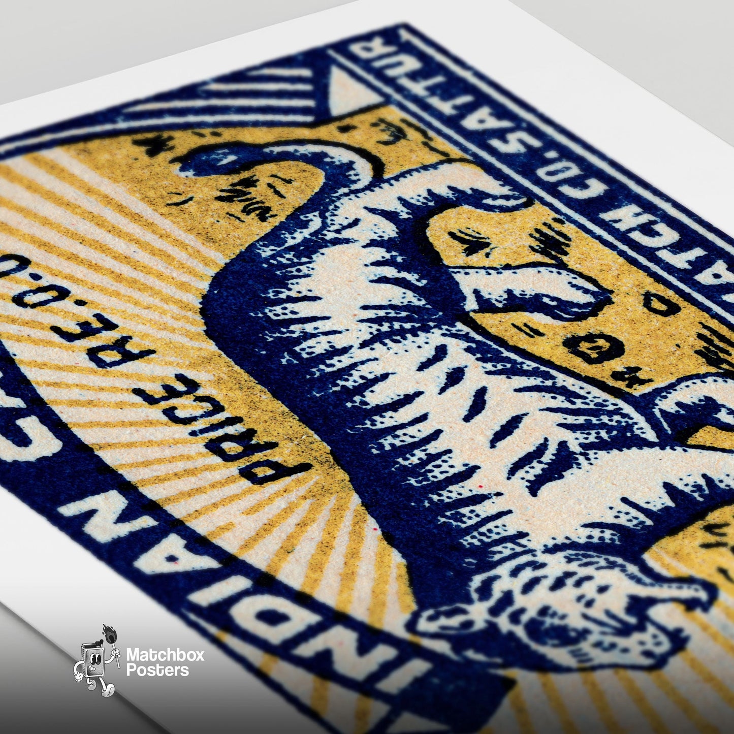 Tiger - vintage matchbox label print - close-up detail
