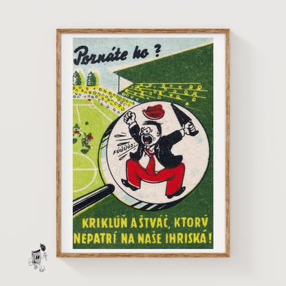 Cartoon Man Shouting - vintage matchbox label print