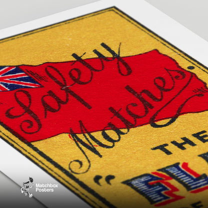 Union Jack Flag - vintage matchbox label print - close-up detail