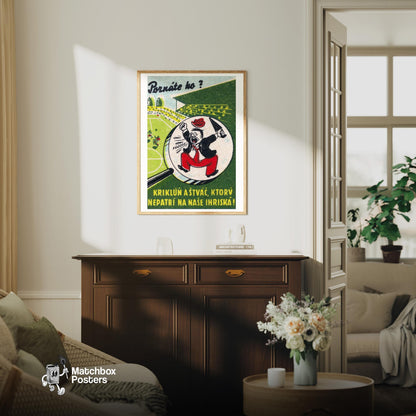 Cartoon Man Shouting - vintage matchbox label print - living room mockup