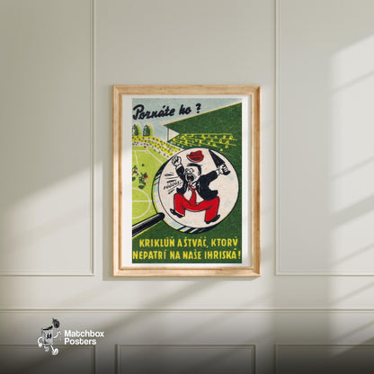 Cartoon Man Shouting - vintage matchbox label print - bedroom mockup