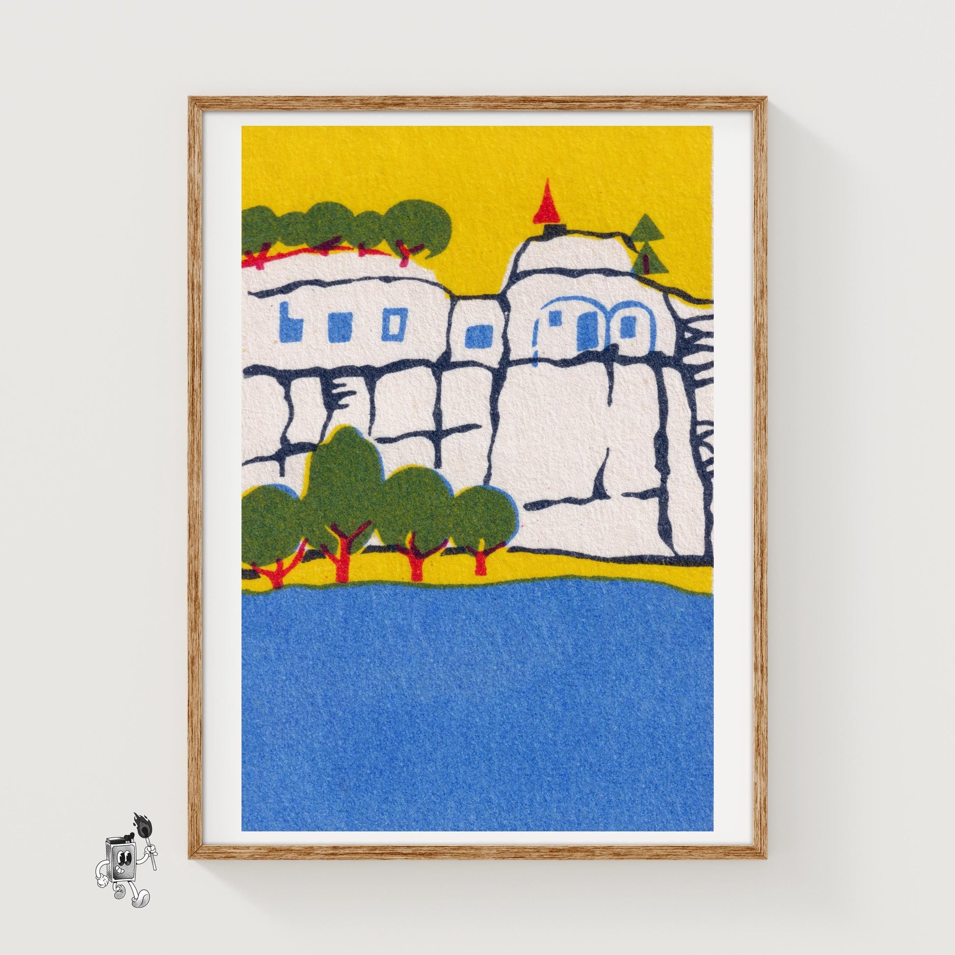 Cliffside Castle - vintage matchbox label print