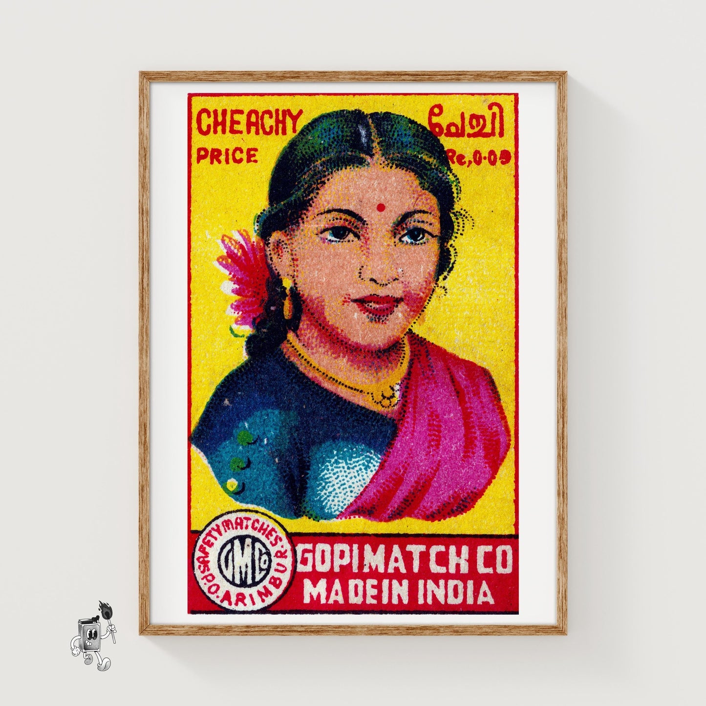 Indian Woman - vintage matchbox label print