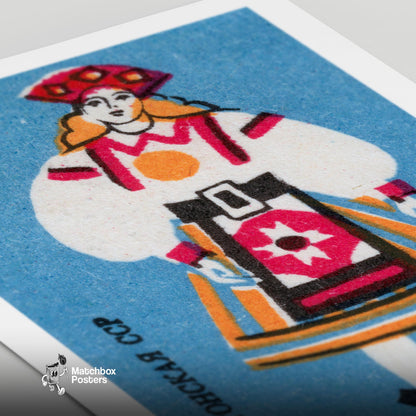 Estonian Woman - vintage matchbox label print - close-up detail