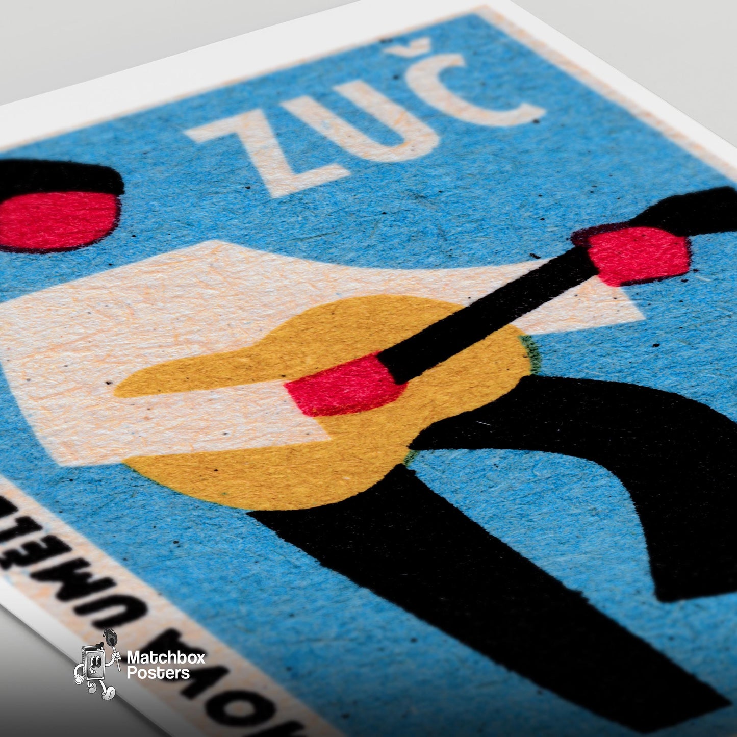 Guitarist - vintage matchbox label print - close-up detail