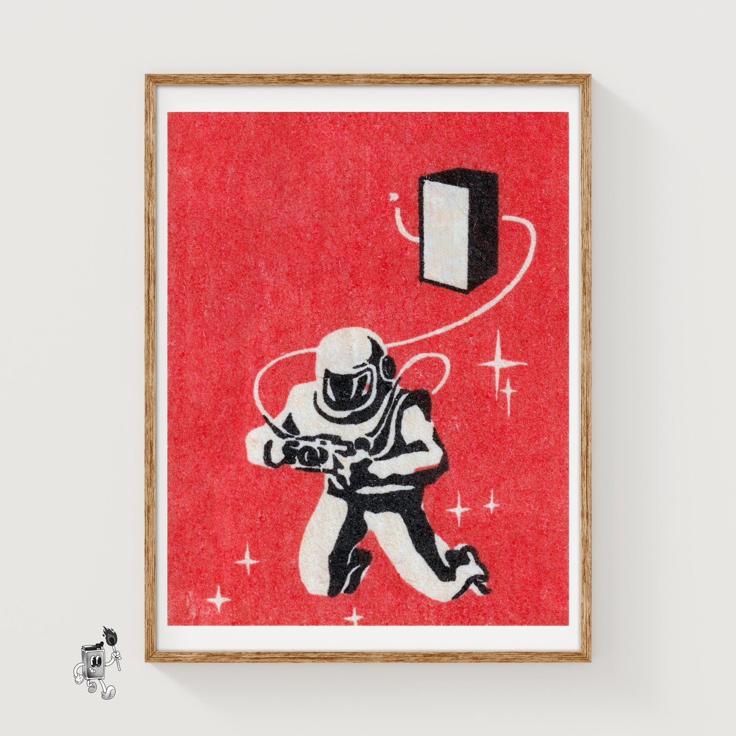 Vintage Astronaut Graphic - Eastern Europe Print - vintage matchbox label print