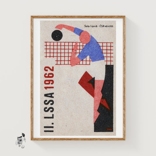 Volleyball Player - vintage matchbox label print