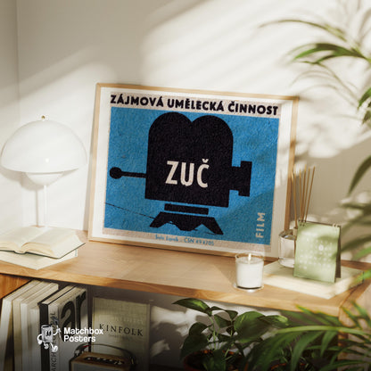Vintage Video Camera - vintage matchbox label print - office wall