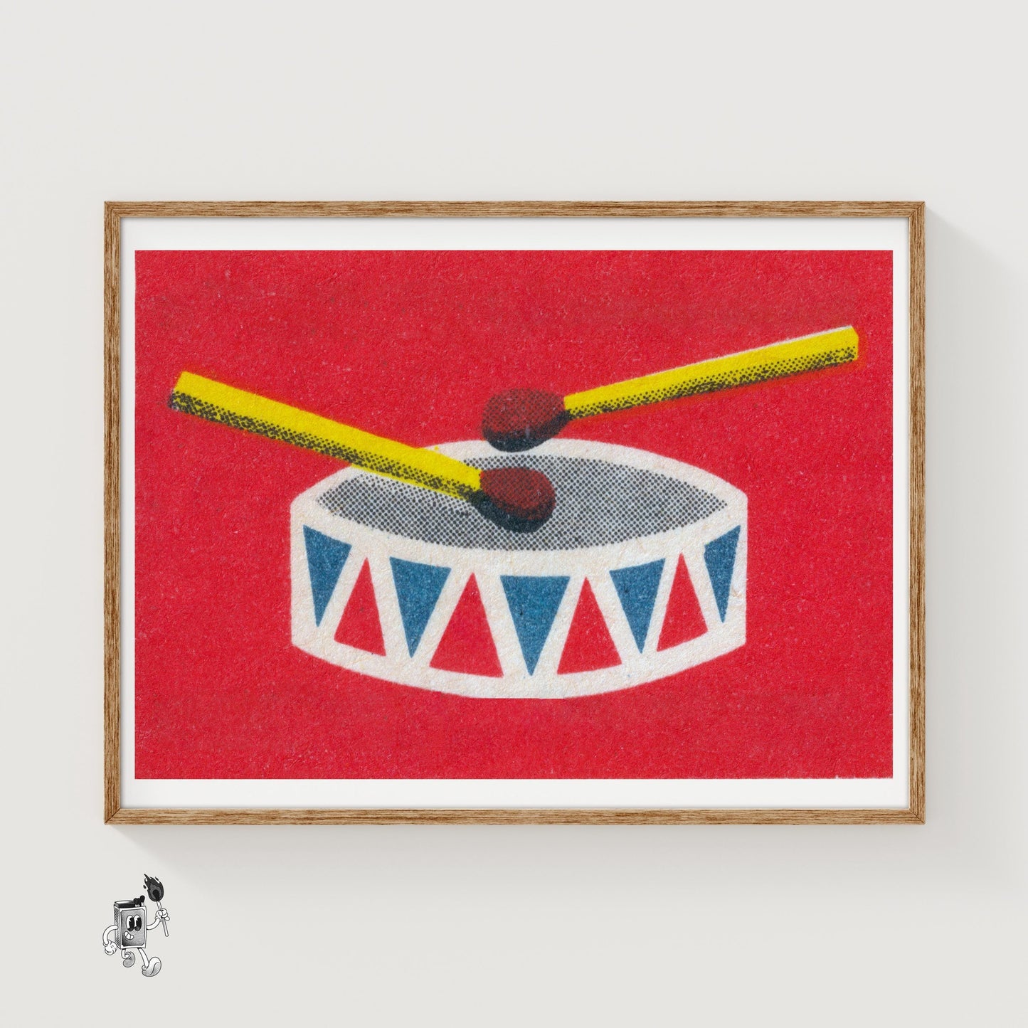 Drum Matchbox Wall Poster - vintage matchbox label print