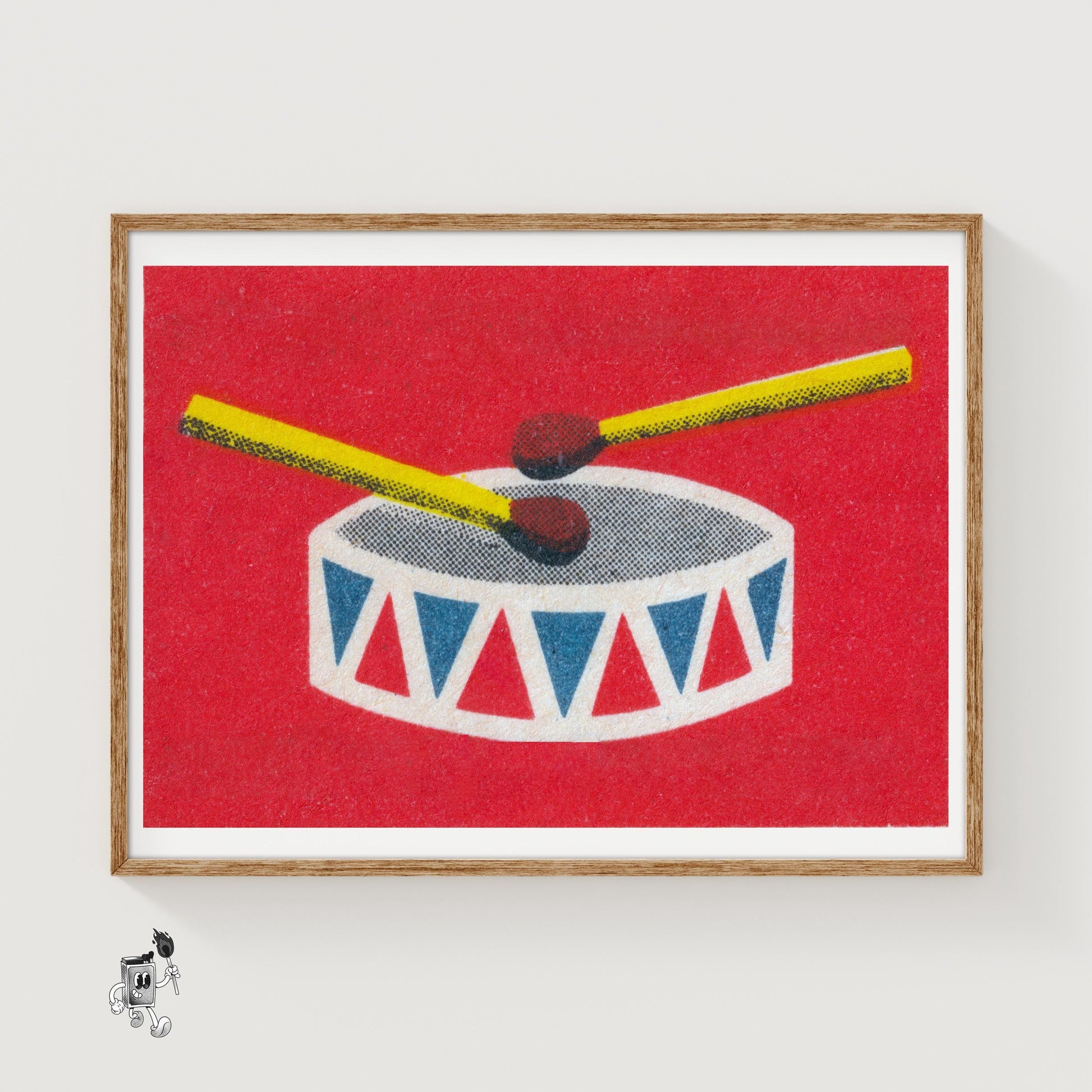 Drum Matchbox Wall Poster - vintage matchbox label print