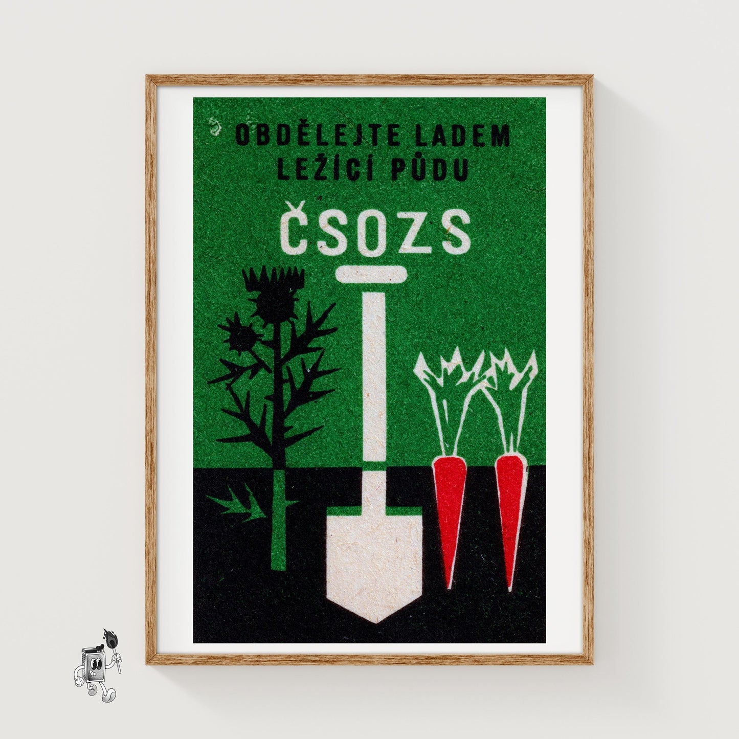 Gardening Shovel - vintage matchbox label print