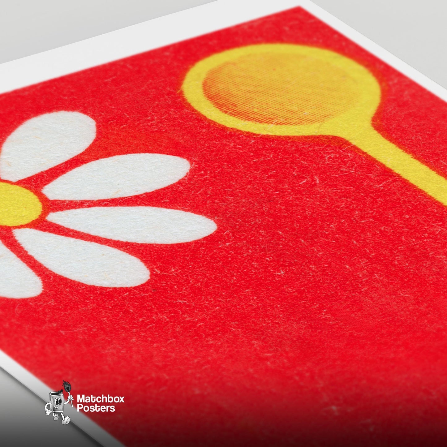 White Daisy - vintage matchbox label print - close-up detail