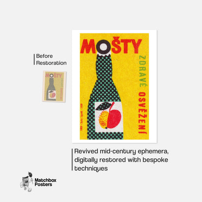 Fruit Juice Bottle - vintage matchbox label print - framed wall art preview