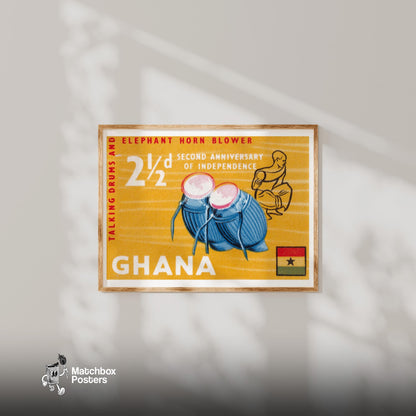 African Drums Print - vintage matchbox label print - bedroom mockup