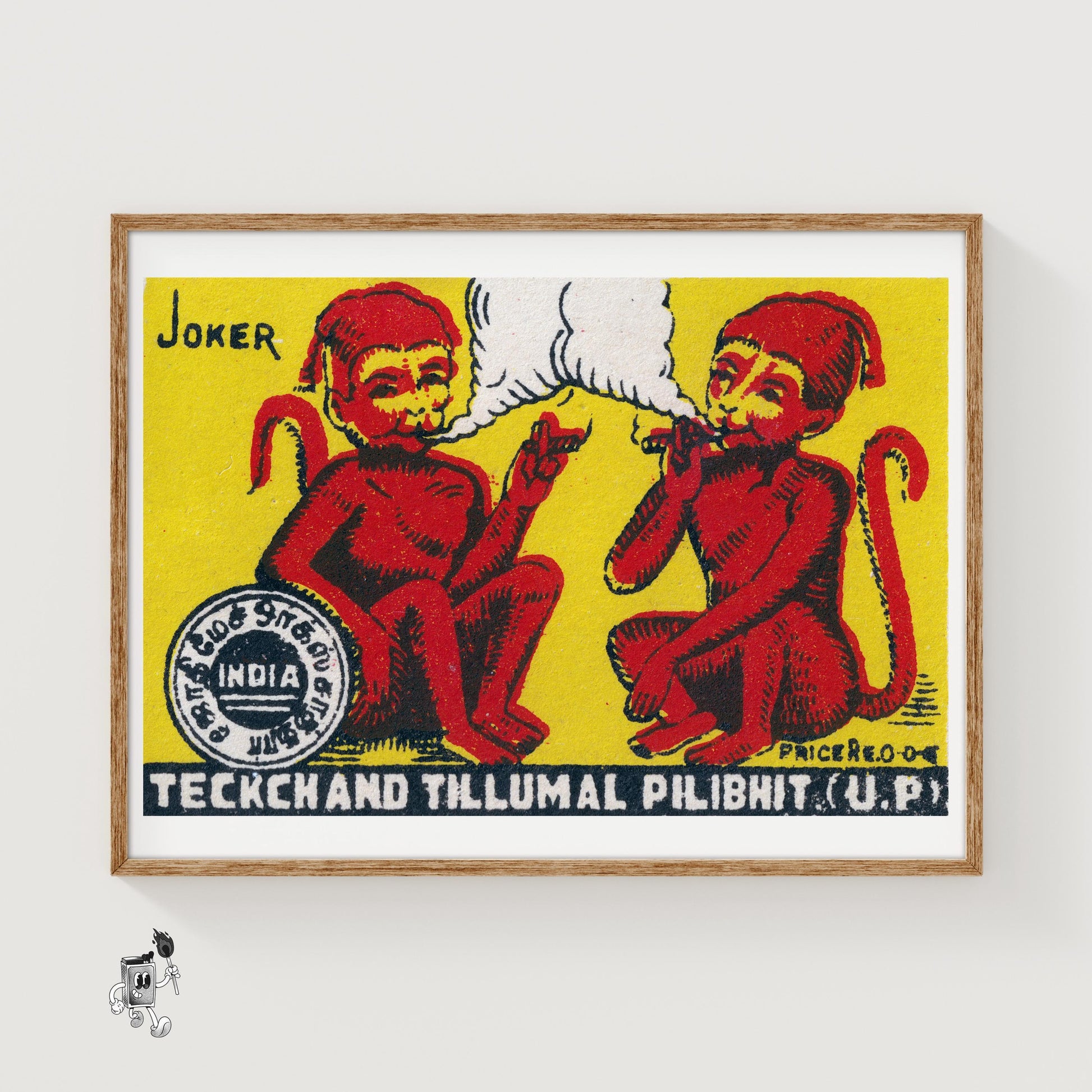 Smoking Monkeys - vintage matchbox label print