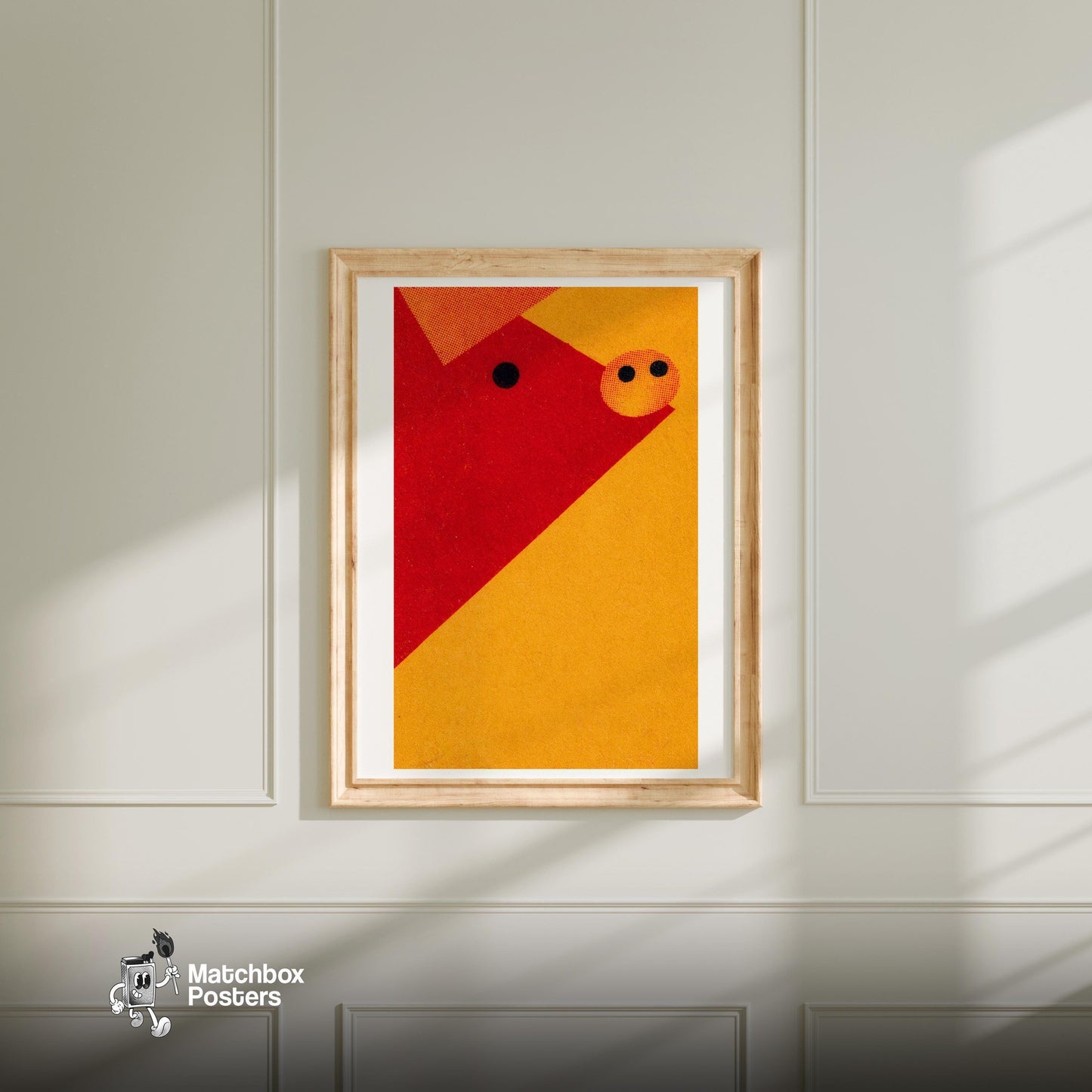 Fox - vintage matchbox label print - bedroom mockup