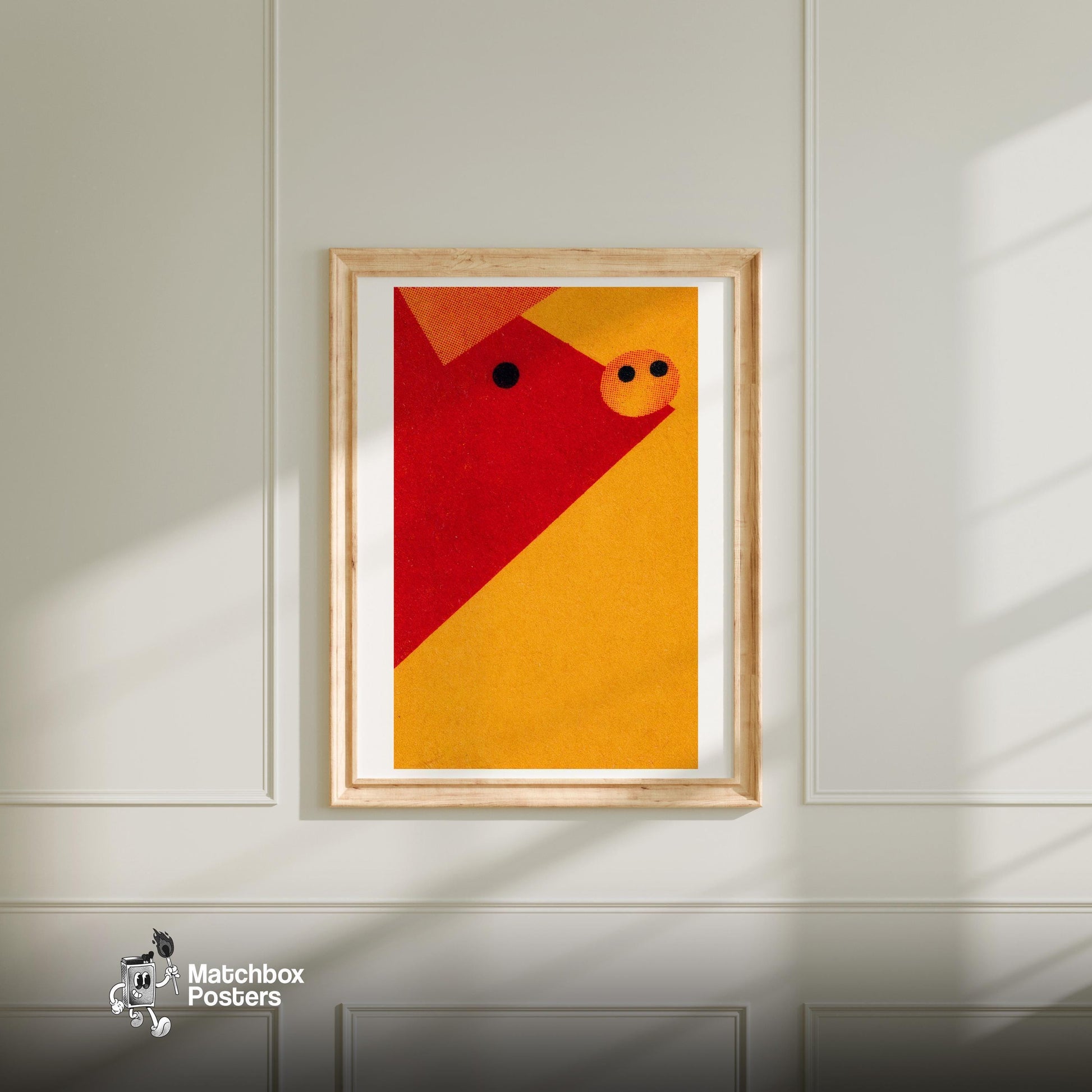 Fox - vintage matchbox label print - bedroom mockup