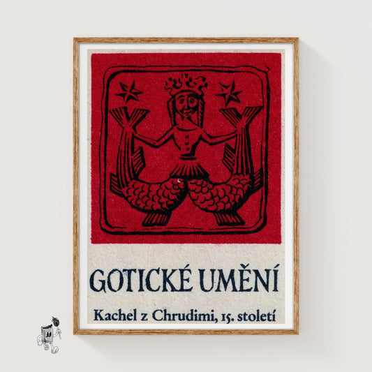 Red Mermaid - vintage matchbox label print