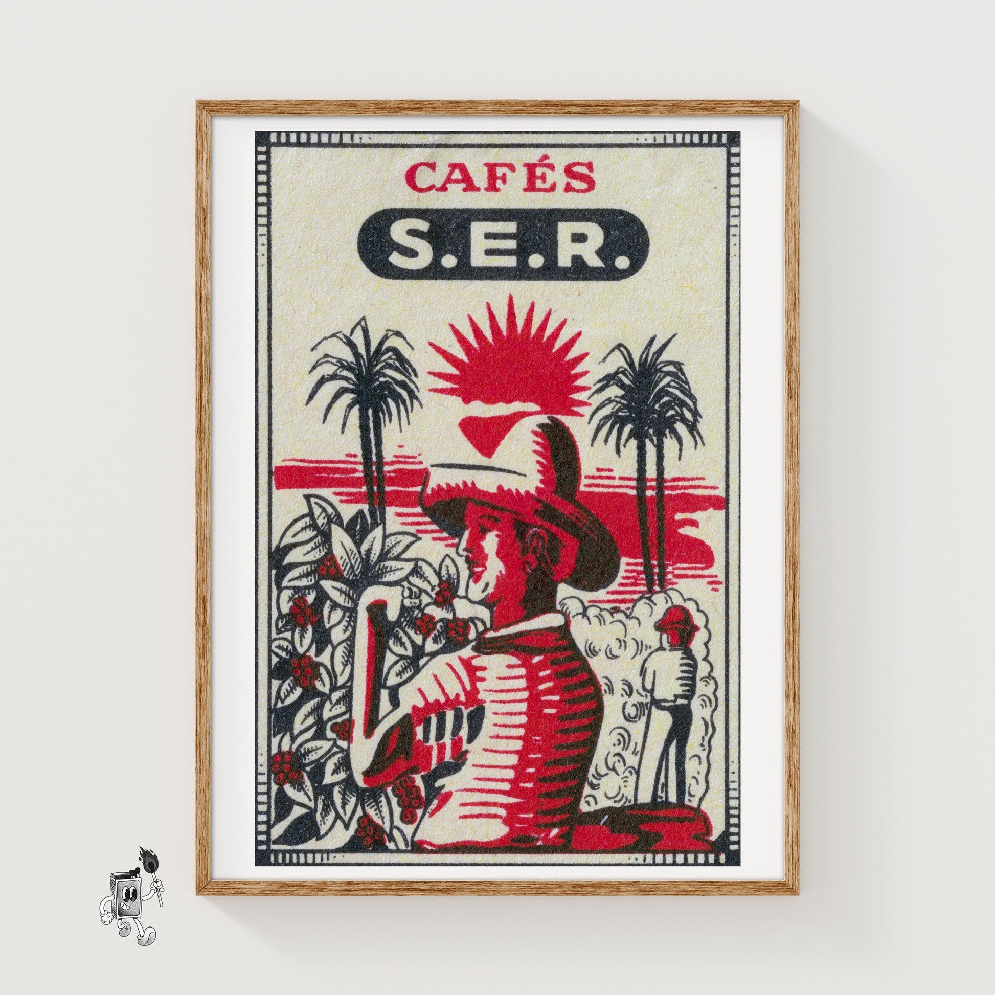 Farm Workers - vintage matchbox label print