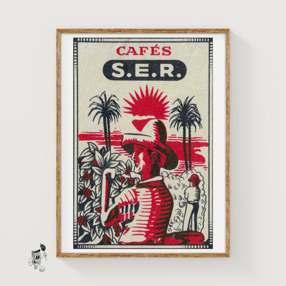 Farm Workers - vintage matchbox label print
