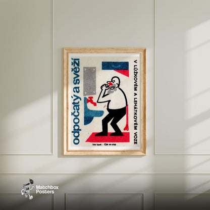 Man Washing Face - vintage matchbox label print - bedroom mockup