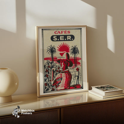 Farm Workers - vintage matchbox label print - size comparison