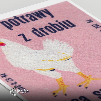 Eating Chicken is Delicious - vintage matchbox label print - close-up detail