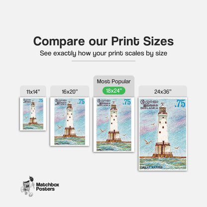 Lighthouse Wall Art - vintage matchbox label print - gallery wall preview