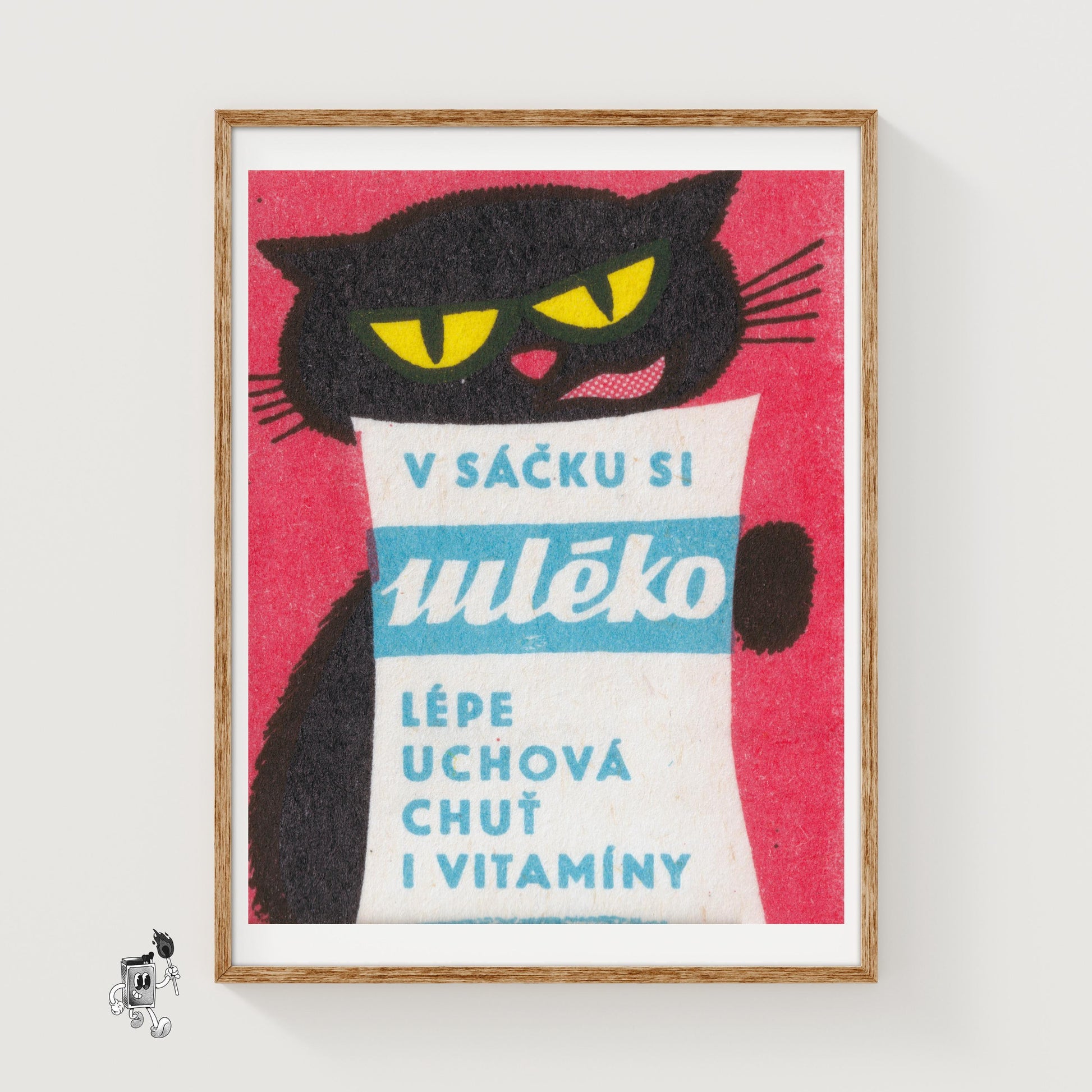 Black Cat - vintage matchbox label print