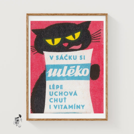 Black Cat - vintage matchbox label print