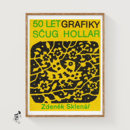 Yellow Folk Pattern - vintage matchbox label print