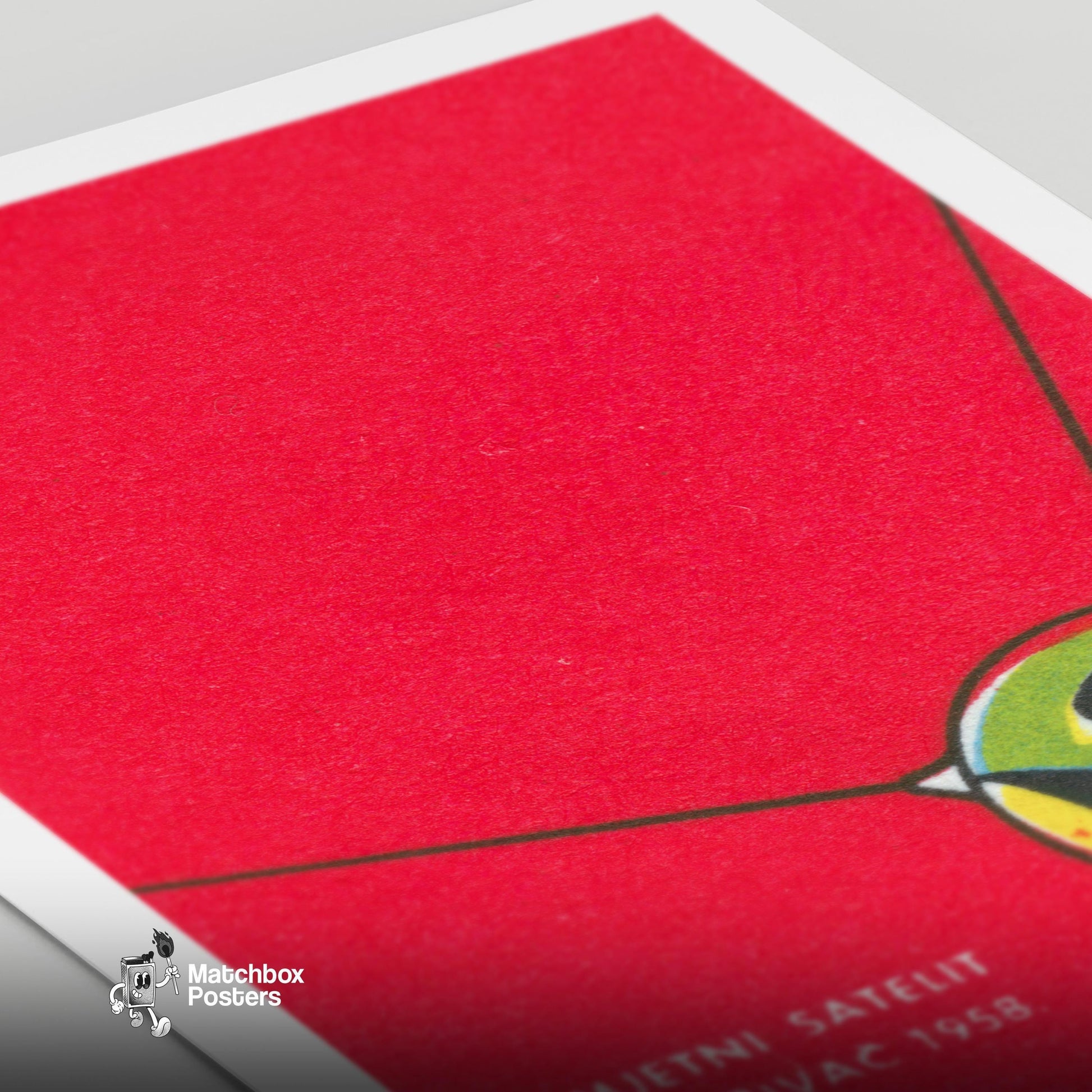 Stylized Satellite - vintage matchbox label print - close-up detail